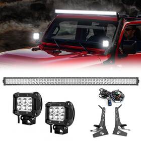 70101045 Weisen For 2018-2024 Jeep Wrangler Jl 52 Inch And 3 Led Light Bar With Windshield Bracket Wire