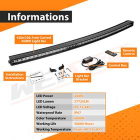 70202022 Weisen Led Light Bar Rgb Chasing Music Flash For Truck Suv Atv Jeep Offroad Driving Fog