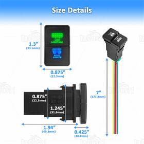 Ta-70204033 Weisen 2024 Led Light Bar And Spot Push Button Switch Blue/green Backlit For Tacoma