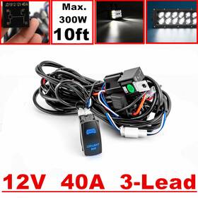 Wi004ta Wesien 3-lead Wiring Harness Kit On-off Rocker Switch Relay Led Work Light Pods Bar 12v