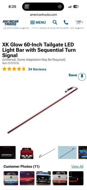 S151576 Xk Glow 60-inch Tailgate Led Light Bar With Sequential Turn Signal