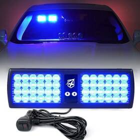 52019-b Xprite Blue Led Visor Strobe Flashing Lights Sunshield Hazard Warning Light Bar