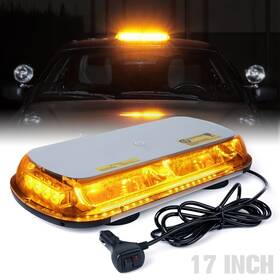Xprite 799418334820 44 Led Rooftop Strobe Light Bar 17 Inch Amber White Emergency Beacon Magnetic Truck