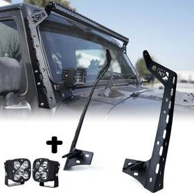 Wl-50cs-2pc Xprite Wlb-0008-g1 For Jeep Wrangler Jk 07-18 Windshield Mount Brackets And 4 Inch Led Light Pods Combo
