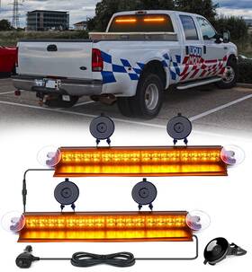 Wsl-g3-16in-y Xprite 2x Sync 16 Inch In Aluminum Amber Windshield Dash Led Strobe Light Bar Suction Cups