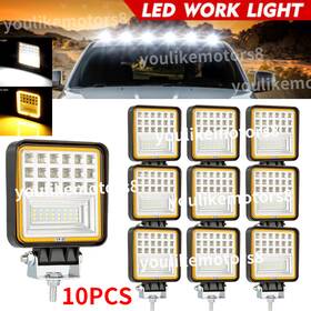 C25y Youlikemotors8 10x 4inch Square Led Work Light Spot Flood Combo Driving Fog Amber Lamp Offroad