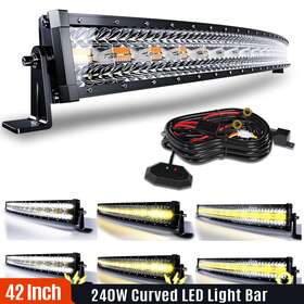 Y240wbstri Yuehe Tri-row Curved 42in Led Light Bar 6 Strobe Modes Off-road Driving Lamp Suv Atv