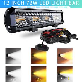 Yuehe-12inbs Yuehe 12 Inch 72w Upper Bumper Led Light Bar White/amber Strobe With Wiring Harness