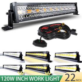 Yuehe00122in3lbt Yuehe Flashing Strobe 22inch Led Work Light Bar Spot Flood Offroad 4wd Truck Suv Atv