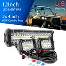 Nilight 300W 12 Led Bar + 2PCS 4INCH 60W Fog Driving Lamps Triple Row. Fixed Price $58.99.
