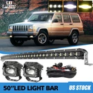Roof 50" Curved Led Light Bar+ 4" Fog Pods Wire Kit For Jeep Offroad Truck Suv. Fixed Price $157.49.