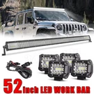 52 Inch Led Light Bar + 4X 4" Pods Combo Kit Offroad For Jeep Wrangler Jk Tj Cj. Fixed Price $109.99.
