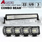 22INCH Led Light Bar Tri Row Spot Flood Combo +4X 4" Pods For Jeep Truck Suv. Fixed Price $48.44.