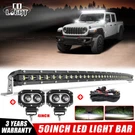 Curved 50" Led Light BAR+2X4'' Pods+wire Kits Spot For 18-24 Jeep Wrangler Jt Jl. Fixed Price $157.99.