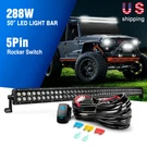 Nilight 50 Inch 288W Black Curved Led Work Bar + Wiring Harness Switch. Fixed Price $139.95.