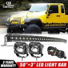 For Jeep Wrangler Jk 07-18 Roof Curved 50" Led Light Bar +4" PODS+2LEAD Wire. Fixed Price $153.99.