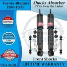 Kyb Oem Front Shocks W/sway Bar Links For 1986-1995 Toyota 4RUNNER 9YR Warranty. Fixed Price $172.57.