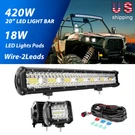 Nilight 420W 20" Led Work Bar + 2PCS Inch 60W Pods Driving Lights Wire. Fixed Price $79.95.