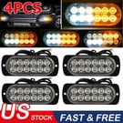4X 12 Led Car Truck New Beacon Warning Flash Strobe Light Bar Amber/white. Fixed Price $16.14.