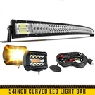 54" 312W Curved Led Light Bar Spot Flood Combo + Strobe Pods Driving Fog. Fixed Price $119.99.