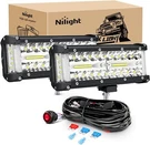 Nilight Side Shooter Led Bar 2PCS 7 Inch Triple Row Spot Flood Combo. Fixed Price $43.99.