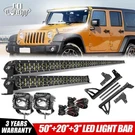 52"+22'' Led Light BAR+3" Pods+roof+hood Brackets+wire Kits Forjeep Wrangler Jk. Fixed Price $233.99.
