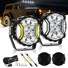 Pair 5" Led Round Light Pods White Drl &amber Turn Signal Driving Lamp W/ Covers. Fixed Price $111.50.