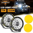 Auxbeam 7" 230W Led Work Light Offroad Drving & Yellow Cover For Jeep Truck 4WD. Fixed Price $279.99.