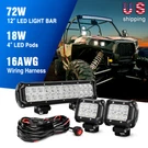 Nilight 12 Inch 72W Combo Led Bar + X 18W Flood Off-road Lights Free Kit. Fixed Price $49.99.