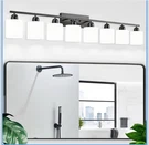 Bathroom Fixtures Over For Big Mirror, 8-LIGHT Black. Fixed Price $56.66.