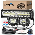 12+4IN Led Light Bar Kit With Rocker Switch, 12IN+4IN White. Fixed Price $69.36.