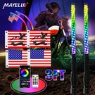 2X 3FT Rgb Spiral Led Whip Lights Antenna Chase W/spring Base&remote For Atv Utv. Fixed Price $75.49.