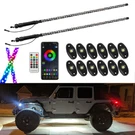 2X 3FT Rgb Led Whip Lights Antenna Flag + 12 Pods Rock For Jeep Wrangler. Fixed Price $139.99.