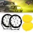 Auxbeam 7" Inch Led Driving Light Fog Pods + Amber Cover For Jeep Truck Offroad. Fixed Price $119.98.