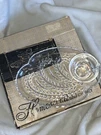 Vtg Snack Set 4 Plates, Cups Crystal Federal Glass Co Ohio Hospitality Nos. Fixed Price $34.95.