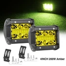 2X 4" Yellow Led Work Light Bar Quad Row Pods Spot Flood Combo Driving Fog 3000K. Fixed Price $29.95.