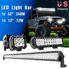 Nilight 42INCH 240W Off Road Led Bar + 12IN 2X 4" Spot Pods For Jeep Atv. Fixed Price $98.99.