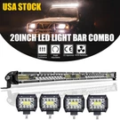 22 Inch Led Light Bar Combo Spot Flood Truck Offroad +4X4" Pods Kit For Jeep Suv. Fixed Price $35.99.