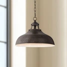 Dyed Bronze Pendant Light 16" Industrial Hammered Dome Shade For Kitchen Island. Fixed Price $249.95.