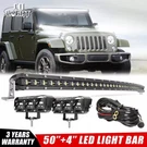 Roof 50" Curved Led Light Bar COMBO+4" Pods+harness For 07-18 Jeep Wrangler Jk. Fixed Price $159.85.