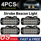 4X 12LED Strobe Lights Bar New Flashing Warning Hazard Beacon Amber/white. Fixed Price $16.14.