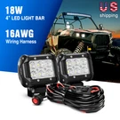 Nilight 4" Inch Led Bar 2PCS 18W Flood Driving Lights + Wiring Harness 4WD. Fixed Price $32.99.