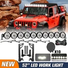 52" Laser Led Linkable Light Bar Roof Mount Bracket For 2018+ Jeep Wrangler Jk. Fixed Price $909.89.