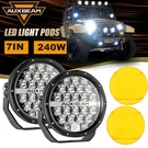 Auxbeam 7" 240W Led Driving Light Fog Pods + Lamp Cover For Jeep Truck Offroad. Fixed Price $179.98.
