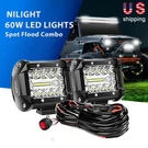 Nilight 4 Inch Led Pods 2PCS 60W Spot Flood Combo Beam Tri-row Bar. Fixed Price $39.99.