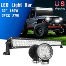 Nilight 32INCH Dual Row Led Bar 180W Spot Flood Combo + 2PCS 27W Fog Lamps. Fixed Price $65.99.