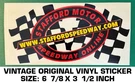 Stafford Motor Speedway Online - Vintage Original Vinyl Decal Sticker Racing. Fixed Price $8.59.
