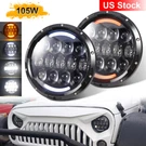 Black 105W 7" Inch Round Led Headlights Hi/lo Beam Bulb For Jeep Wrangler Jk Tj. Fixed Price $69.99.