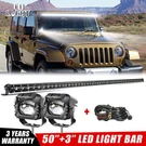 Roof 50" 300W Led Light BAR+4" Fog PODS+2-LEAD Wire For 07-18 Jeep Wrangler Jk. Fixed Price $127.98.