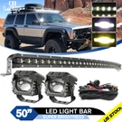 Roof 50" Slim Curved Led Light BAR+3" Fog Pods Spot Flood Truck For Jeep Offroad. Fixed Price $161.59.